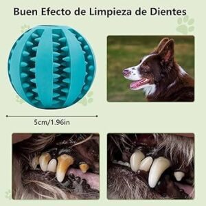 ¡¡2 UNIDADES EN EL MISMO PAQUETE!! Pelota Y Rugby para Perros, DISPENSADORES DE ALIMENTO, TRATAMIENTO DE LIMPIEZA Dental, para MASTICADORES IMPULSIVOS, JUGUETE para MASTICAR DURADERO (Azul Marino)