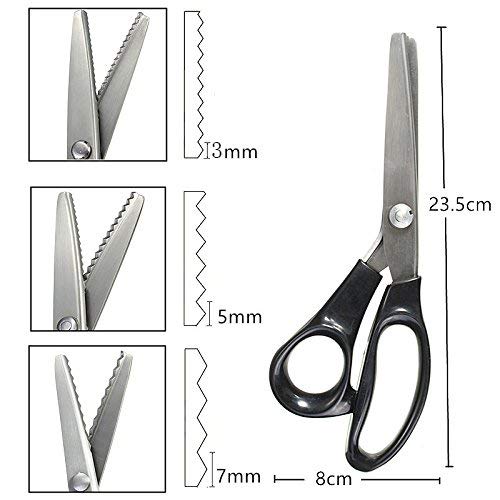 Xemz Professional Pinking Shears, Stainless Steel Dressmaking Scissors Craft Cutting Tool, Serrated Scalloped Blade Sewing Scissors (Scalloped 18mm)