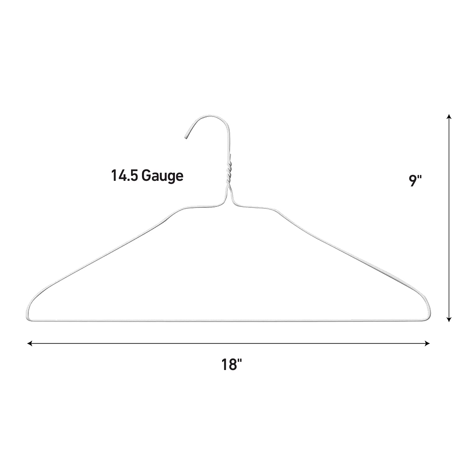 ATZ Industries 18 Inch Bulk White Wire Hangers 50 Pack - Teen and Adult Size Space Saving Hangers for Tight Closets, College Dorm, Dry Cleaners, DIY Projects and Crafts - Made with 14.5 Gauge Wire