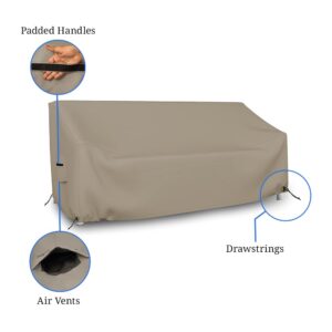 Covers & all Outdoor Loveseat Sofa Cover, 12 Oz Waterproof UV & Weather Resistant Patio Furniture Bench Cover Outdoor Use with Air Vent & Drawstrings (70"W x 35"H x 38"D x 15"FH, Beige)