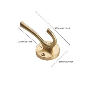 CALIDAKA 4 Pack Gold Wall Hooks, Gold Hooks, Metal Coat Hooks for Hanging Coats and Hat Hook,s Wall Mounted Towel Hooks for Bathrooms Clothing Hooks for Bedroom Double Hooks