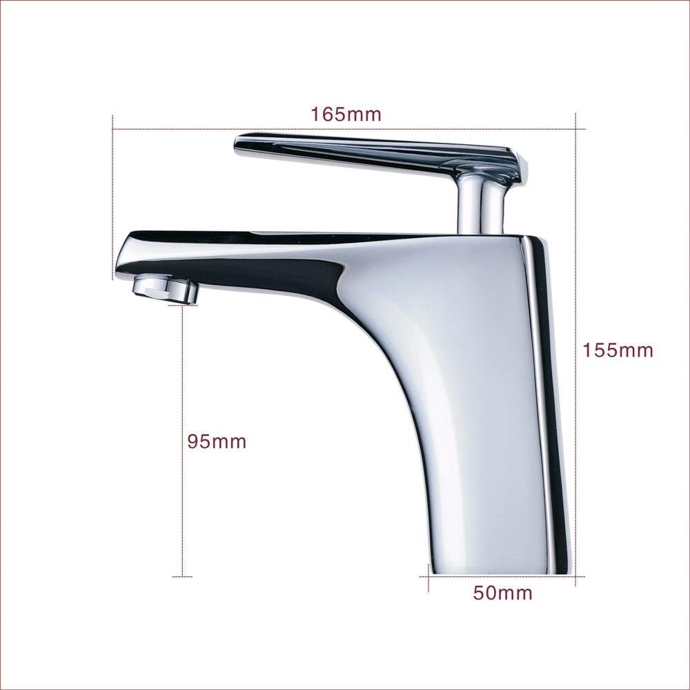 Mixer Tap Chrome All Copper Basin Mixer Faucet Modern Washbasin Tap Sink Hot Cold Water Tap Single Hole Kitchen Fuller Faucet Water Spout Lavatory Bath Sink Faucet with 2 Hose Deck Mounted