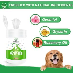 Natouch Flea and Tick Wipes for Dogs & Cats, Dog Flea and TIick Treatment Prevention Wipes, All Natural Grooming Wipes for Cleaning, Help with Ticks, Fleas, Eggs & Larvea, 160 Count