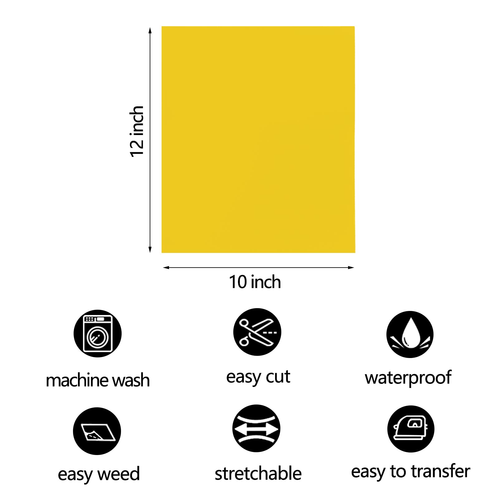 FUNKAKA Yellow HTV Heat Transfer Vinyl Bundle, 12" x 10" Glossy Yellow Iron on Vinyl for T-Shirt, 10 Sheets Sticky HTV Vinyl for All Cutter Machines Easy to Cut & Weed for Heat Vinyl Design