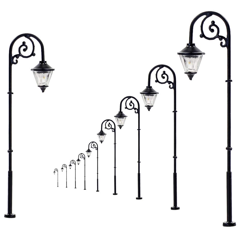 LYM57 10pcs Model Railway Street Lgihts Lamppost Lamp HO Scale 63mm or 2.48inch Single Head LEDs