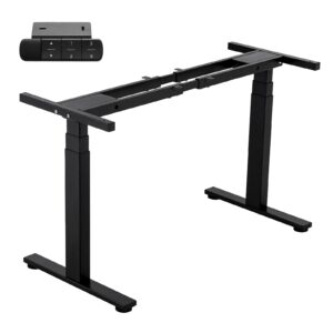 topsky dual motor 3 stage electric adjustable standing desk frame heavy duty 300lb load capacity for home office (black frame only)