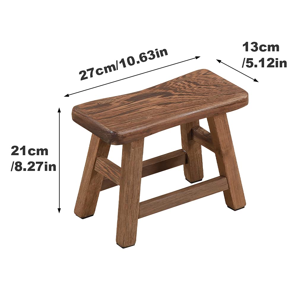 EKDJKK Sturdy Step Stool 10.6 Inch Rustic Solid Wooden Footstool for Kids & Adults Small Bench Plant Stand Fishing Stool, Perfect for High Beds, Kitchen, Bathroom, Closet, Sink