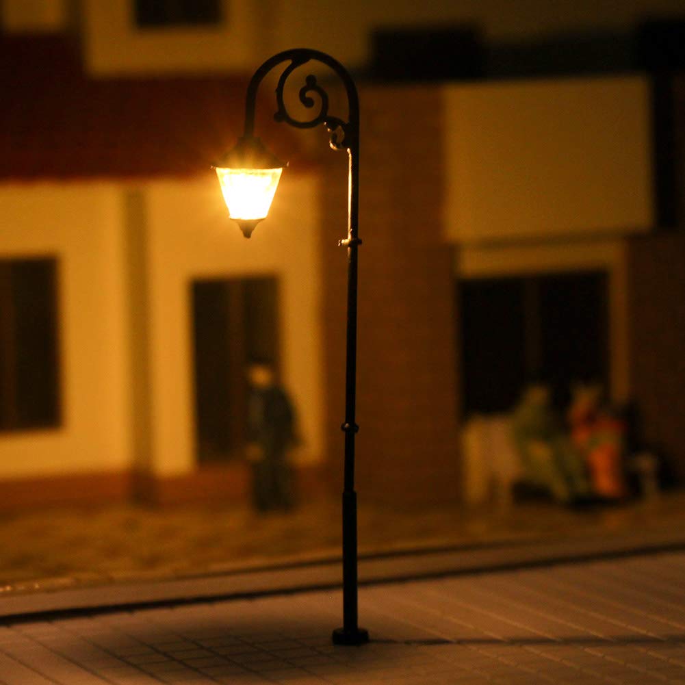 LYM57 10pcs Model Railway Street Lgihts Lamppost Lamp HO Scale 63mm or 2.48inch Single Head LEDs