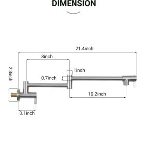 Indare Pot Filler, Pot Filler Faucet Wall Mount, Brass Pot Filler Folding faucets, Kitchen Pot Filler Faucet with Double Joint Swing Arms