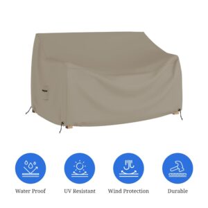 Covers & all Outdoor Loveseat Sofa Cover, 12 Oz Waterproof UV & Weather Resistant Patio Furniture Bench Cover Outdoor Use with Air Vent & Drawstrings (70"W x 35"H x 38"D x 15"FH, Beige)