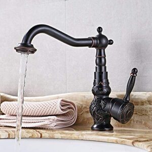 mixer tap bathroom bath hot and cold water taps antique kitchen basin sink faucet short tall type mixer tap free rotation home bathroom luxury brass faucets (color : black, size : small)