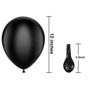 KBZVNAF Black Balloons Latex Party Balloons - 50 Pack 12 inch Helium Matte Black Balloons for Wedding Graduation Baby Shower Birthday Party Decorations