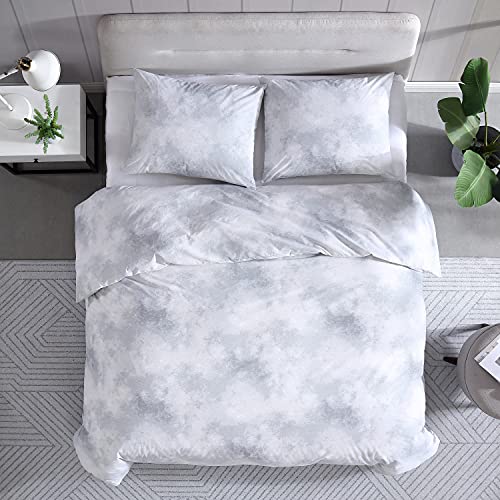 City Scene - King Duvet Cover Set, Cotton Bedding with Matching Shams, Modern Home Decor (Koto Clouds Grey, King)