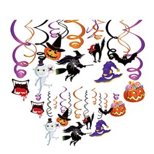 30 pieces of halloween swirl decorations halloween party swirl ribbons happy birthday party supplies, hanging decorations, multi color designs.