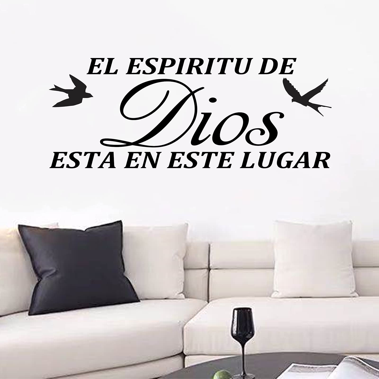 AnFigure Vinilos Decorativos para Pared, Frases para Decorar Pared En Español, Biblicos Spanish Cuadro Salmo Quotes Vinilo Home Art Decor Vinyl Stickers El Espiritu De Dios Esta En Este Lugar 23"X9"