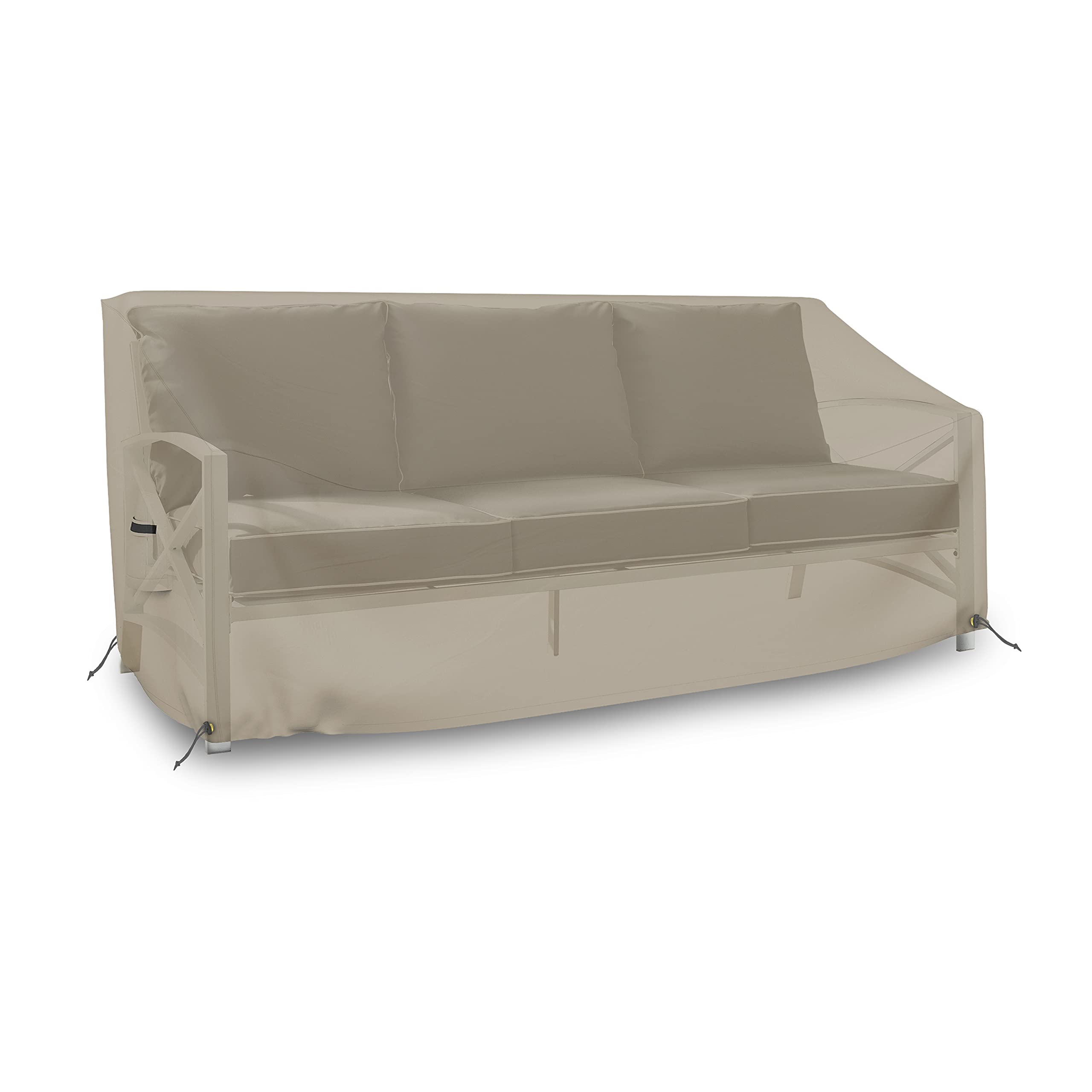 Covers & all Outdoor Loveseat Sofa Cover, 12 Oz Waterproof UV & Weather Resistant Patio Furniture Bench Cover Outdoor Use with Air Vent & Drawstrings (70"W x 35"H x 38"D x 15"FH, Beige)