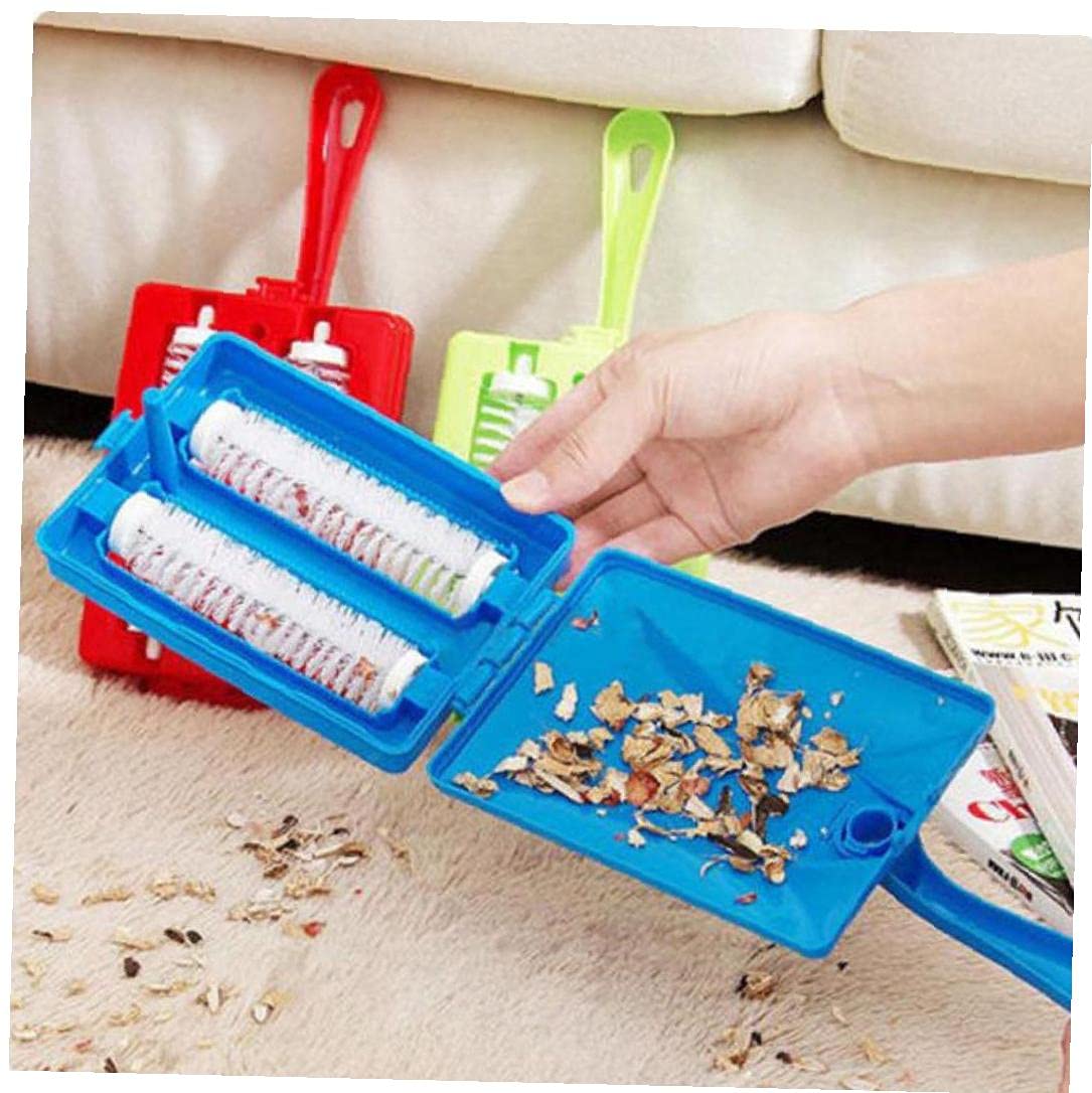 Froiny Carpet Debris Brush, Handheld Double Roller Carpet Sweeper Crumb Dirt Brush Cleaner Collector Random Color, One Size