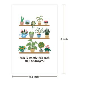 Happy Birthday Card, Plant Card, Here is to Another Year Full Of Growth, Plant Lover Birthday