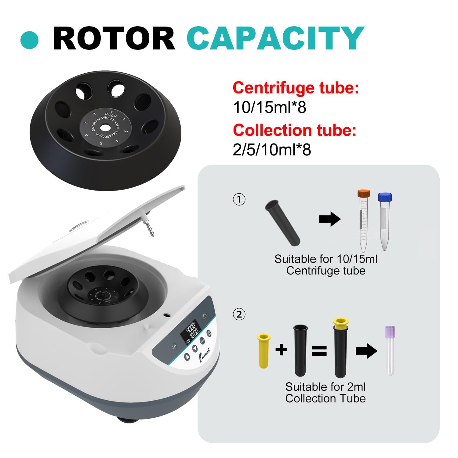 Benchtop Centrifuge Machine for PRP Digital Lab Centrifugadora de Plasma 2ml/5ml/ 10ml /15mlx8 Capacity,500-5000rpm|3074xg w/Timer