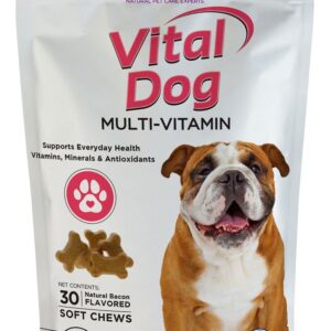 Vital Planet - Vital Dog Multivitamin for Everyday Health with Vitamins, Minerals and Antioxidants - 30 Bacon Flavored Soft Chews