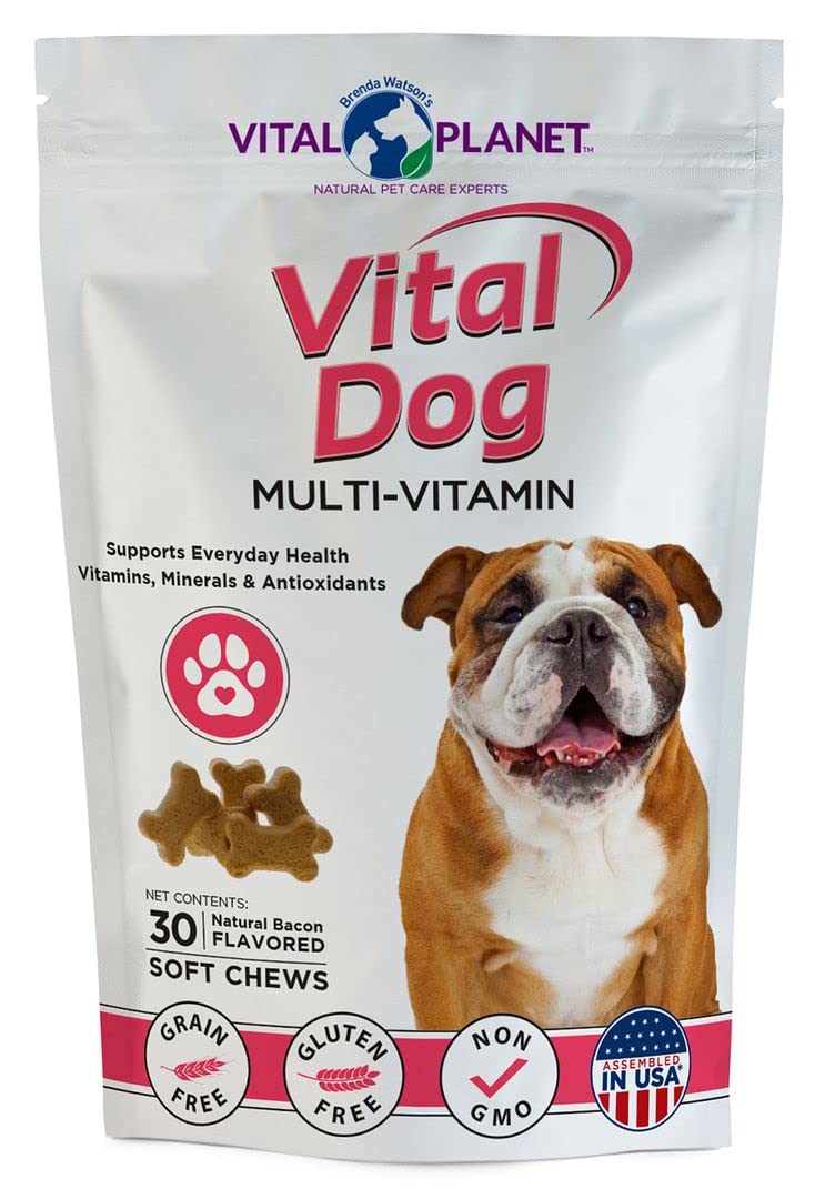 Vital Planet - Vital Dog Multivitamin for Everyday Health with Vitamins, Minerals and Antioxidants - 30 Bacon Flavored Soft Chews