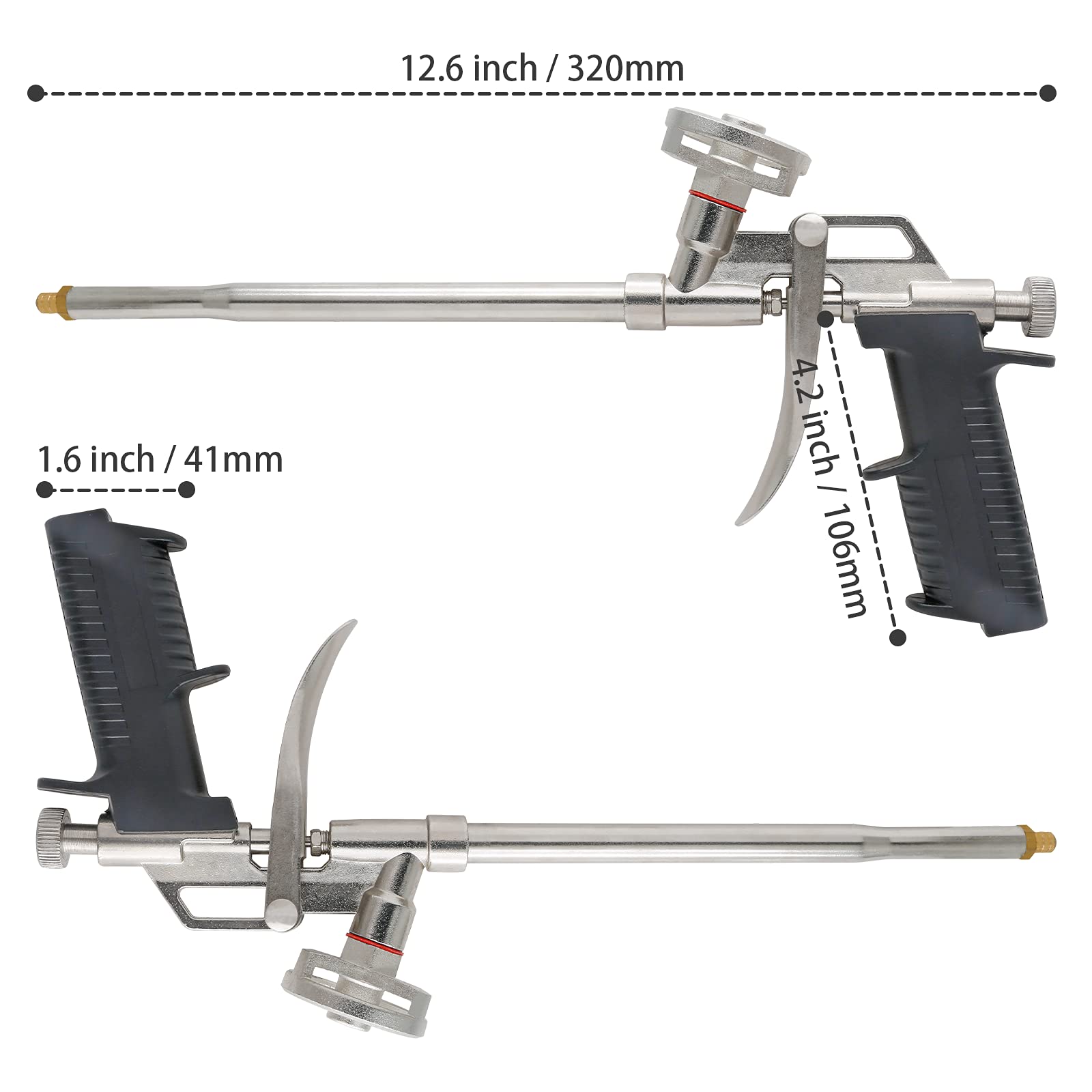 Qjaiune PU Spray Foam Gun Sealant Application Gun, Spray Insulation Expanding Foam Gun Applicator, Heavy Duty Dispensing Caulking Gun for Filling Sealing Windows Gap