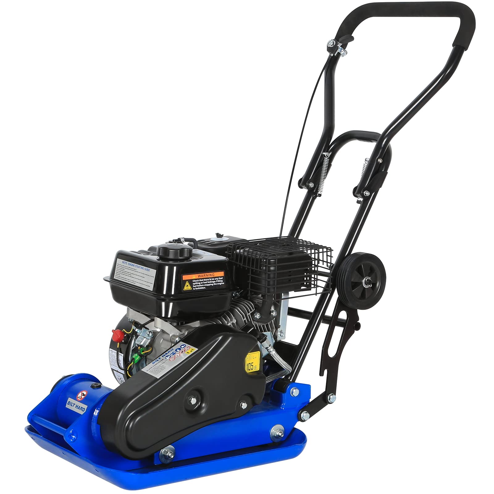 BILT HARD Plate Compactor Rammer, 6.5HP 196cc Gas Engine 5500 VPM 2500 lbs Compaction Force, 21 x 14.5 inch Plate, Ground Compactors for Paving Landscaping Sidewalk Patio, EPA Compliant