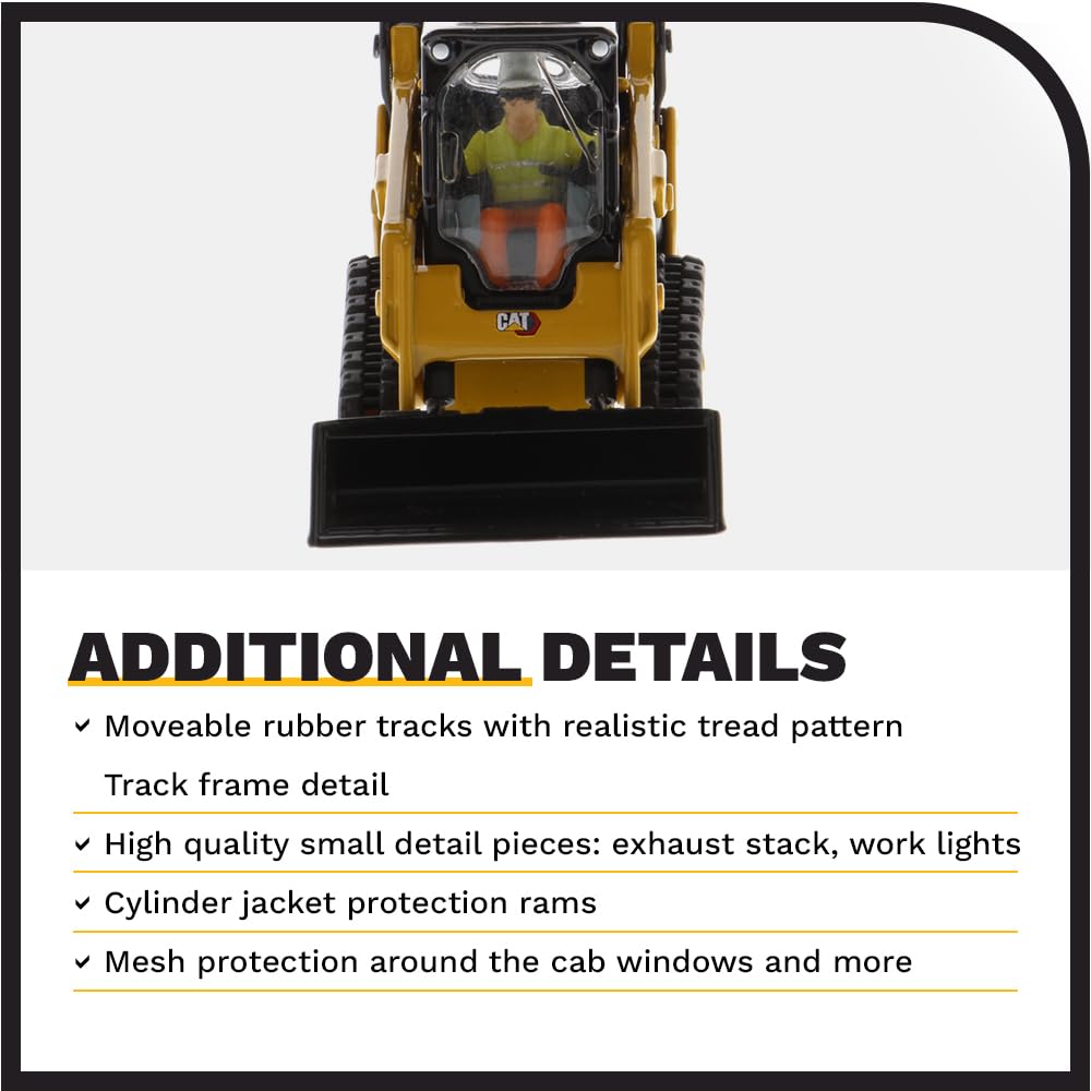 Diecast Masters 1:50 Caterpillar 259D3 Compact Track Loader with Attachment Accessories | High Line Series Cat Trucks & Construction Equipment | 1:50 Scale Model Diecast Collectible | DM Model 85677