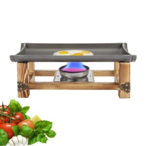 Grill Plate Non Stick Barbecue Plate Picnic Pan Cookware With Portable Stove Aluminum and Wooden Frame BBQ Griddle for Home or Hotel(30 cm)