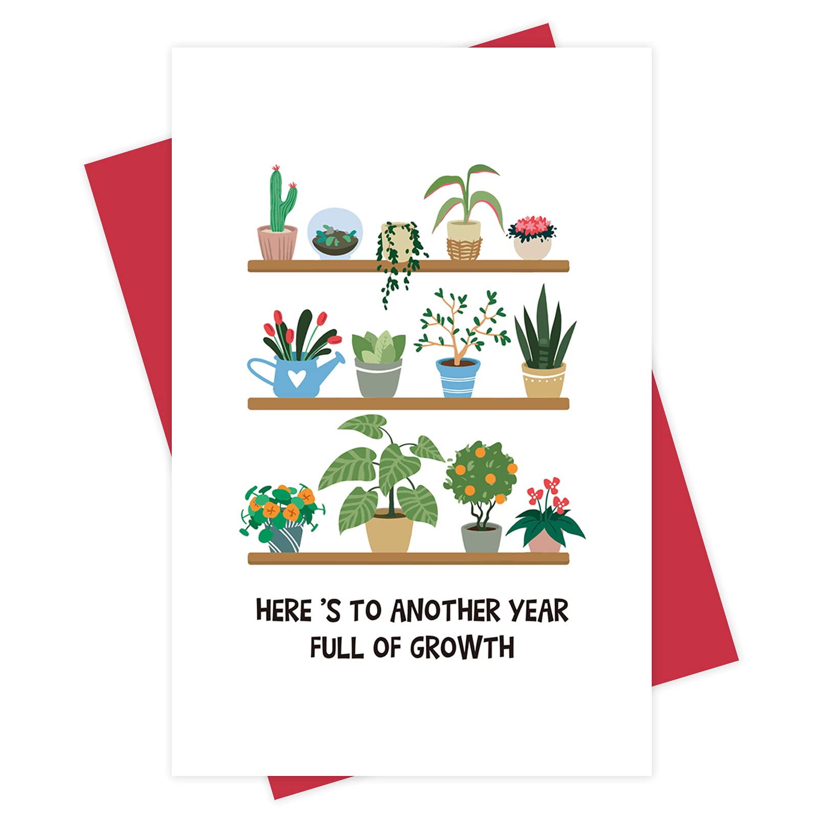 Happy Birthday Card, Plant Card, Here is to Another Year Full Of Growth, Plant Lover Birthday