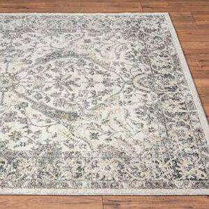 LUXE WEAVERS Euston Collection 8060 Silver 6x9 Modern Oriental Area Rug