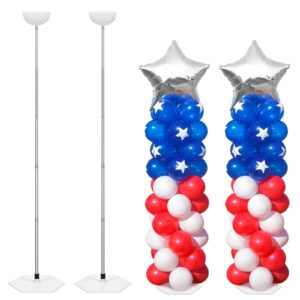 aivwis metal telescopic pillar balloon stand set of 2, 6.6 feet balloon tower, height adjustable balloon column stand kit set for halloween birthday graduation party decoration (balloon column kit)