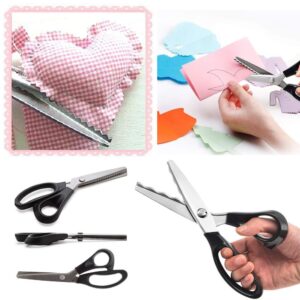 Xemz Professional Pinking Shears, Stainless Steel Dressmaking Scissors Craft Cutting Tool, Serrated Scalloped Blade Sewing Scissors (Scalloped 18mm)