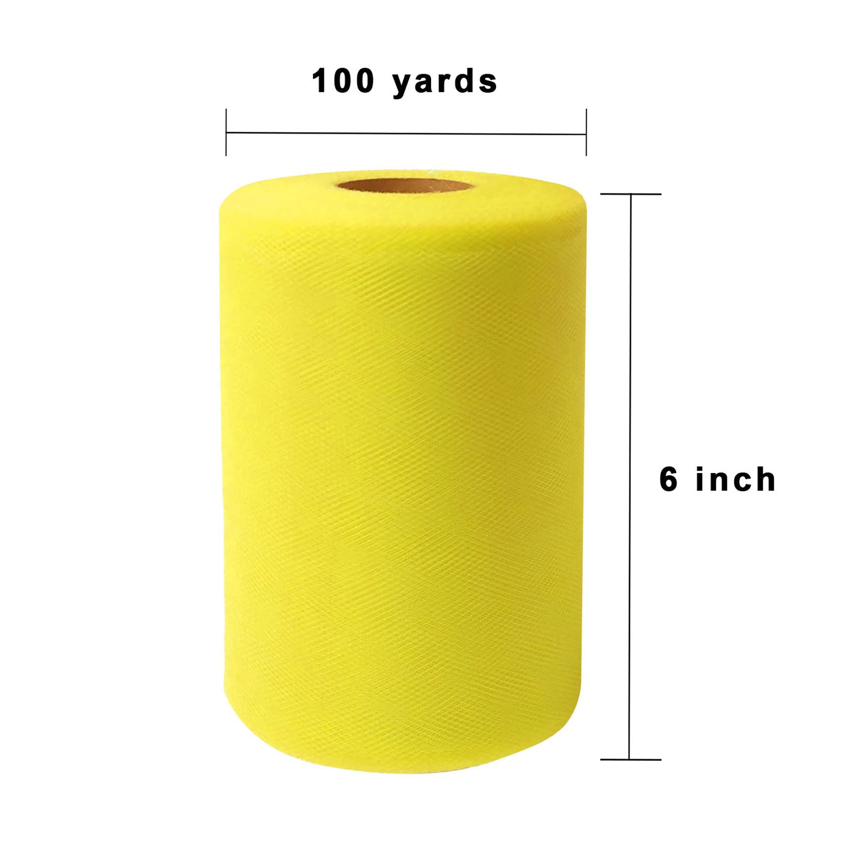 Yellow Tulle Fabric Roll 6 Inch X 300 FT (100 Yards) Matte Tulle Ribbon Netting Mesh Spool for DIY Tutu Skirt Wedding Bow Gift Wrapping Baby Shower Christmas Party Halloween Decorations