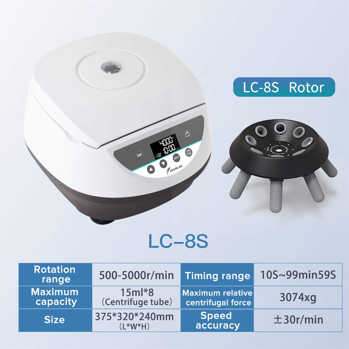 Benchtop Centrifuge Machine for PRP Digital Lab Centrifugadora de Plasma 2ml/5ml/ 10ml /15mlx8 Capacity,500-5000rpm|3074xg w/Timer