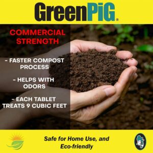 GREEN PIG Commercial Strength Compost Accelerator Converts Yard Waste to Fertile Humus in 30 Days and Helps Control Odors Associated with Compost Piles, 1 Box (12 Dissolvable Tablets)