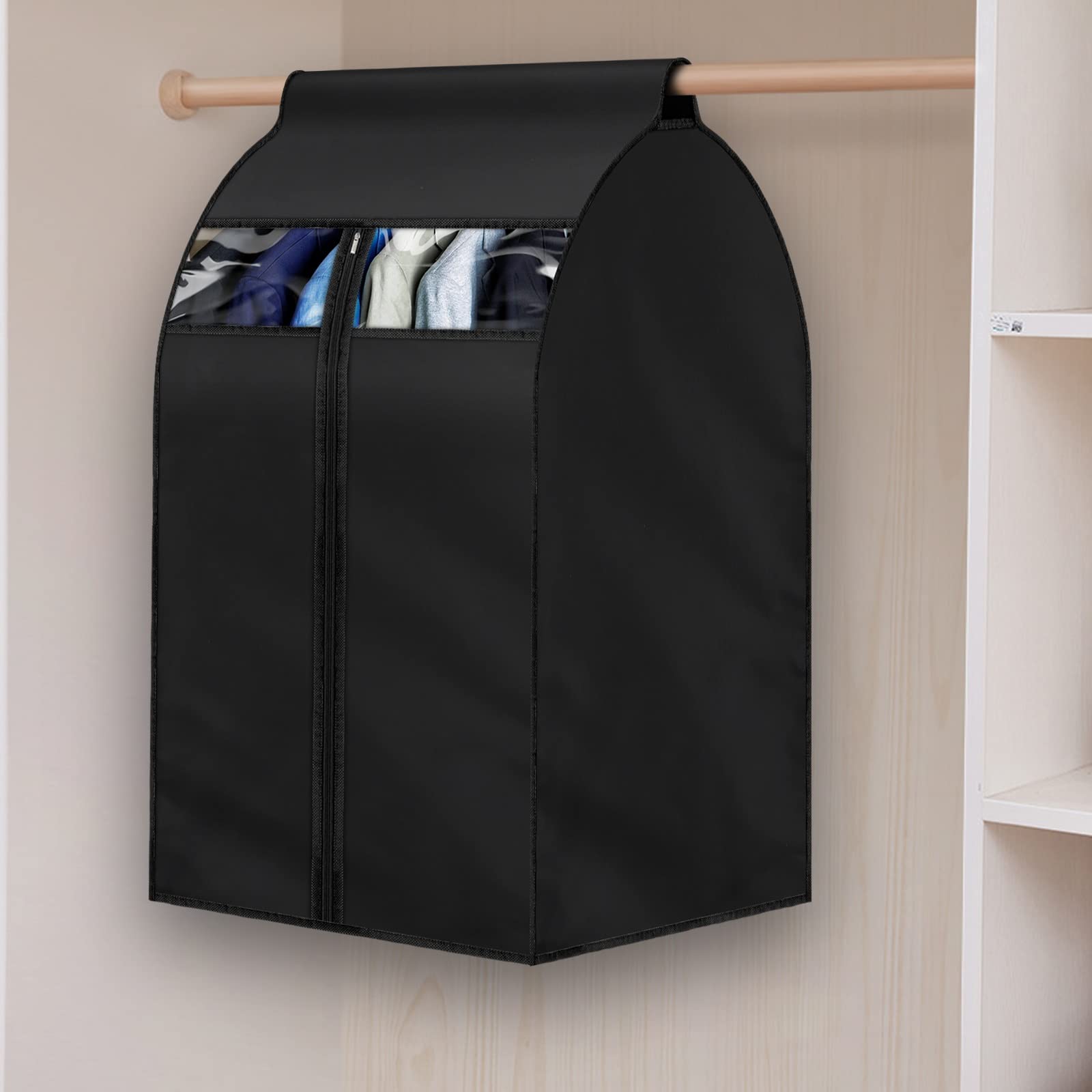 MuChoney Garment Bag Black Large (L 24x20x35.5") Storage bag for clothes Long-term storage Jacket and clothes Protection from dust