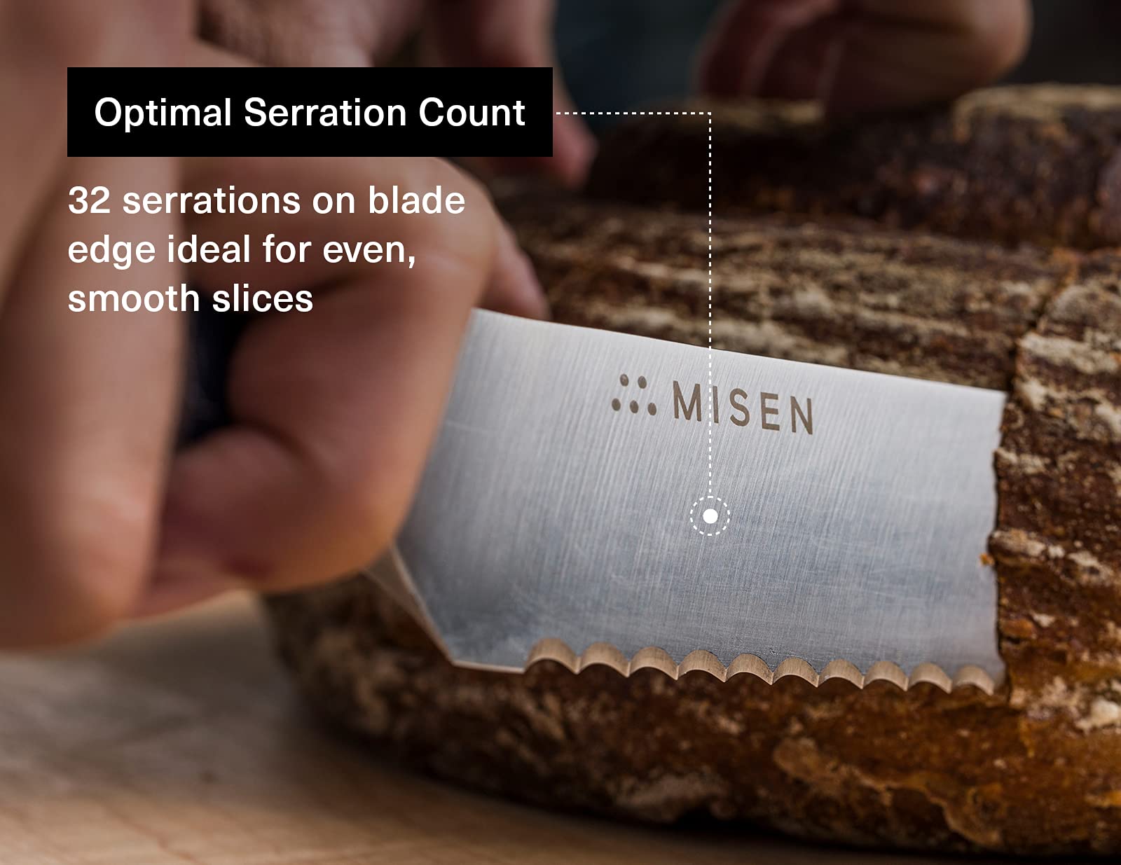 Misen Serrated Bread Knife - 10 Inch, High Carbon Stainless Steel, Japanese AUS10 - Ideal for Sourdough, Challah, Watermelon - Bread Slicer - Gray