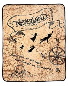 disney peter pan neverland map micro raschel throw blanket 46"x60" (116cm x 152cm)