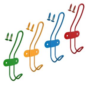 zagxuade children wall coat hooks, kids colorful wall mounted hooks rack for hanging towels, clothes, coats, hats, umbrella, backpacks in bedroom and living room.