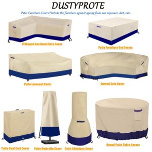 DUSTYPROTE Outdoor Sectional Sofa Cover,Patio Sectional Couch Cover, L-Shaped Lawn Patio Furniture Cover,82 "L x 104 "L x 32 "D x 30 "H Left Facing, Khaki Patchwork Dark Blue, Cover Only