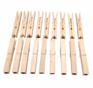 handy housewares 18-piece large 3.75" long wooden clothespins, great wood spring clips for everyday clothes hanging, laundry, towels, crafts (18-pieces)