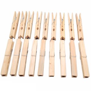 Handy Housewares 18-Piece Large 3.75" Long Wooden Clothespins, Great Wood Spring Clips for Everyday Clothes Hanging, Laundry, Towels, Crafts (18-Pieces)