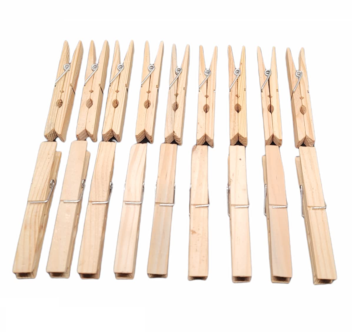 Handy Housewares 18-Piece Large 3.75" Long Wooden Clothespins, Great Wood Spring Clips for Everyday Clothes Hanging, Laundry, Towels, Crafts (18-Pieces)