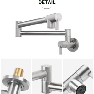 Indare Pot Filler, Pot Filler Faucet Wall Mount, Brass Pot Filler Folding faucets, Kitchen Pot Filler Faucet with Double Joint Swing Arms