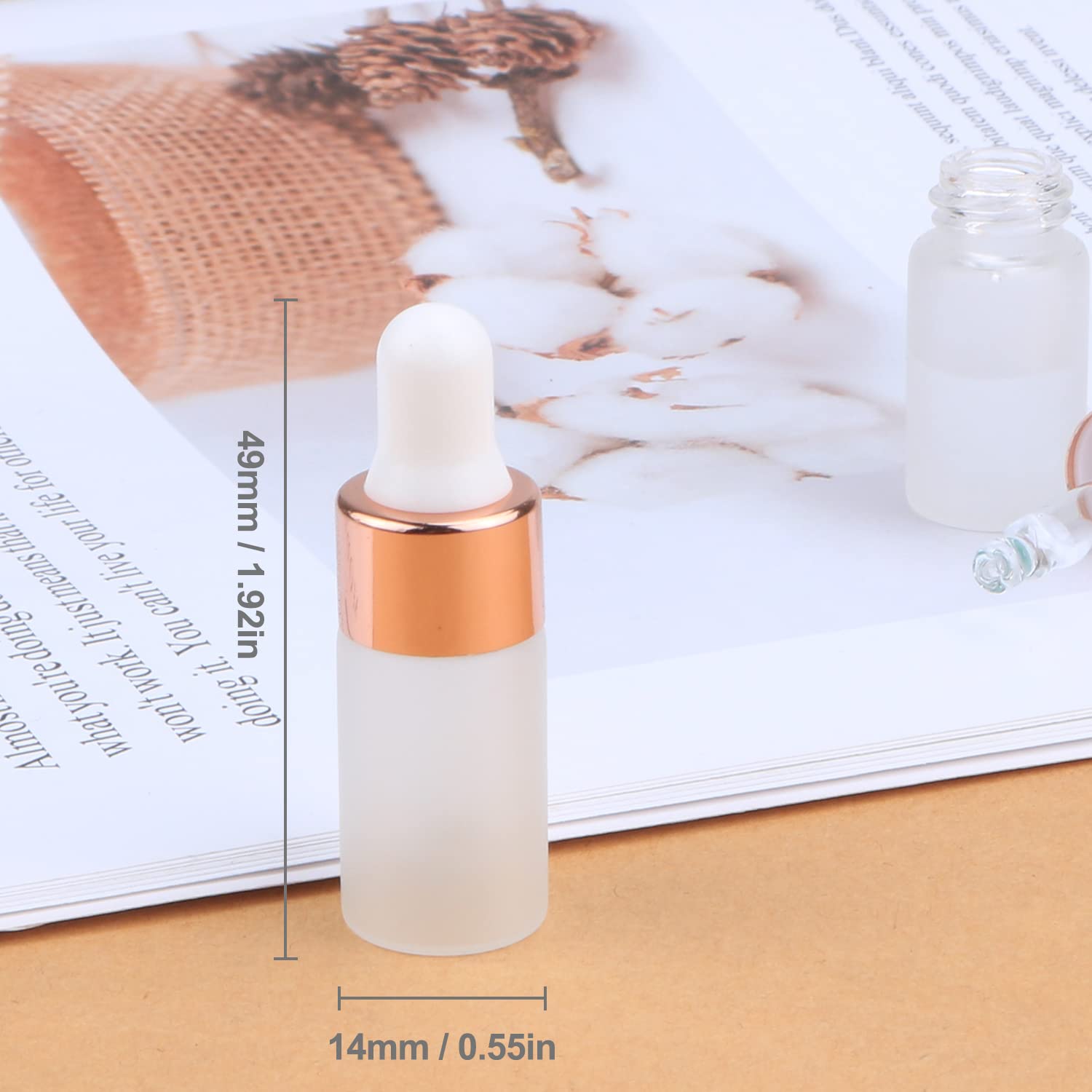 30 Pack Frosted Glass Dropper Bottle,Essential Oil Dropper Bottle Travel Glass Vials Cosmetic Sample Container For Essential Oils,Perfume With Glass Eye Dropper&Rose Gold Lids (3ml)