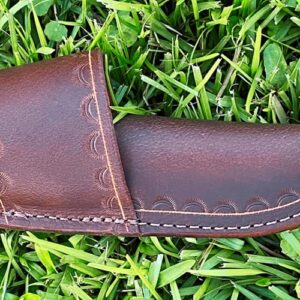 Coast Leathers Handmade Leather Knife Sheath for Buck Small Selkirk 853 & Schrade PH1, Cross Draw Knife Holster, Leather Knife Holder (Brown)