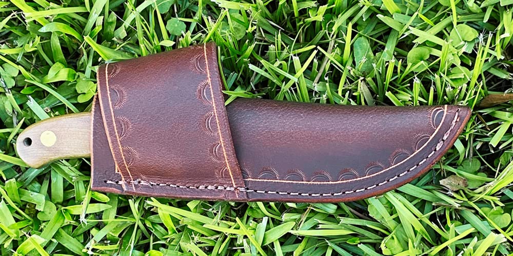 Coast Leathers Handmade Leather Knife Sheath for Buck Small Selkirk 853 & Schrade PH1, Cross Draw Knife Holster, Leather Knife Holder (Brown)