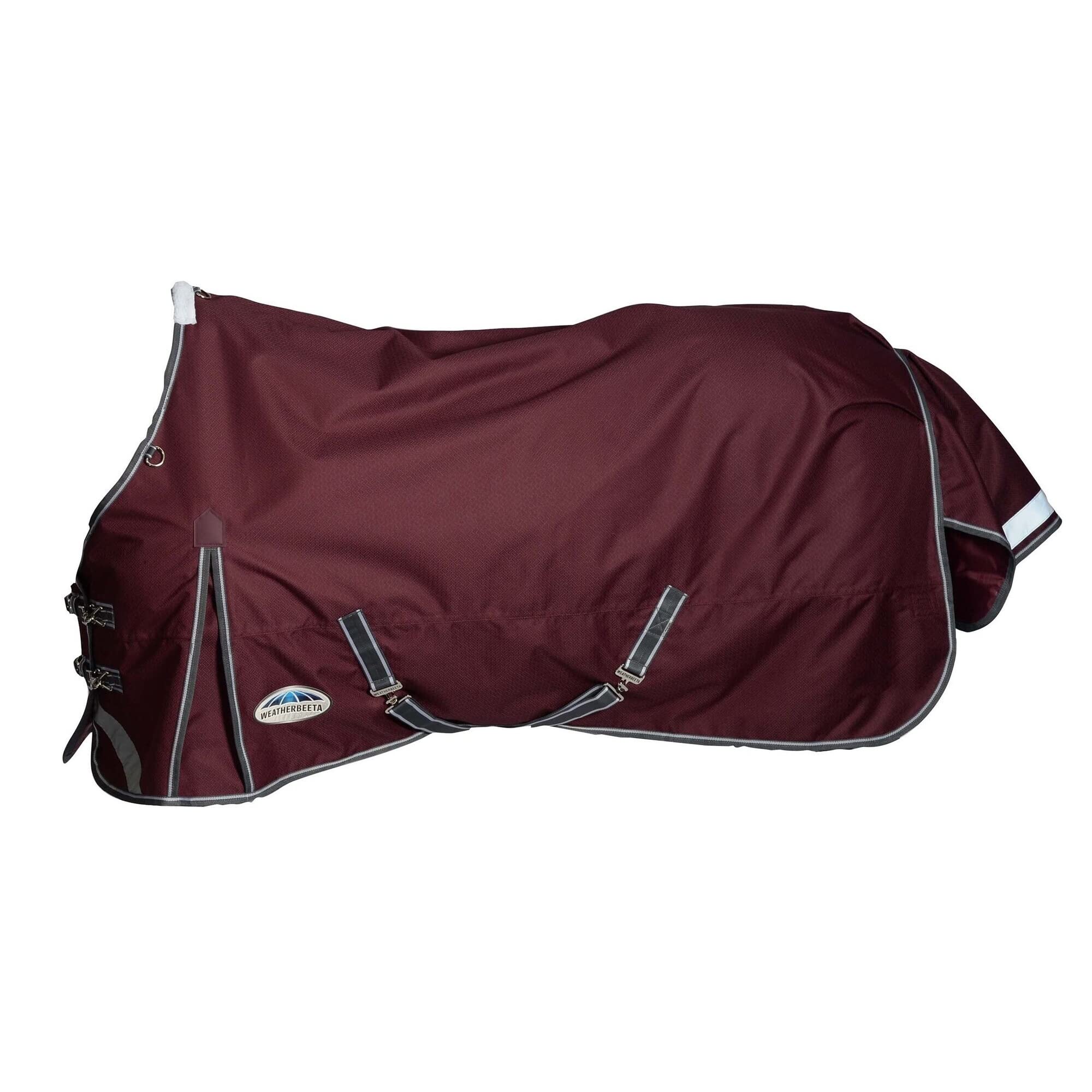 WeatherBeeta ComFiTec Plus Dynamic II Standard Neck Medium Horse Blanket, Maroon/Grey/White, 87"