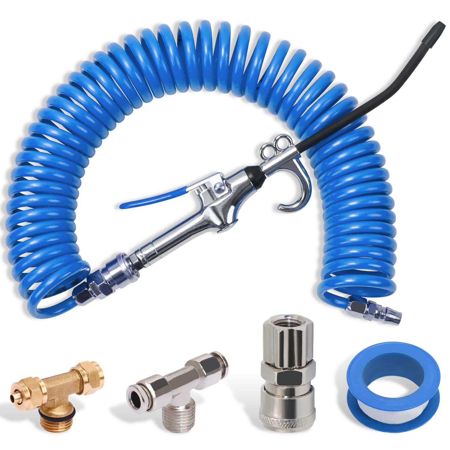 CheeMuii 9m Blue Truck Dust Air blow Gun Kit Long Air Hose Heavy Duty Cleaning with Long Nozzle